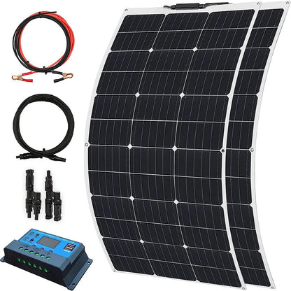 Wuzeck Flexible Solar Panel 12v/24v Starter Kit, 1-5pcs 100w Monocrystalline Solar Panel,off Grid Power For Rvs Boat Caravan by 54Grid - Renewable Energy Store