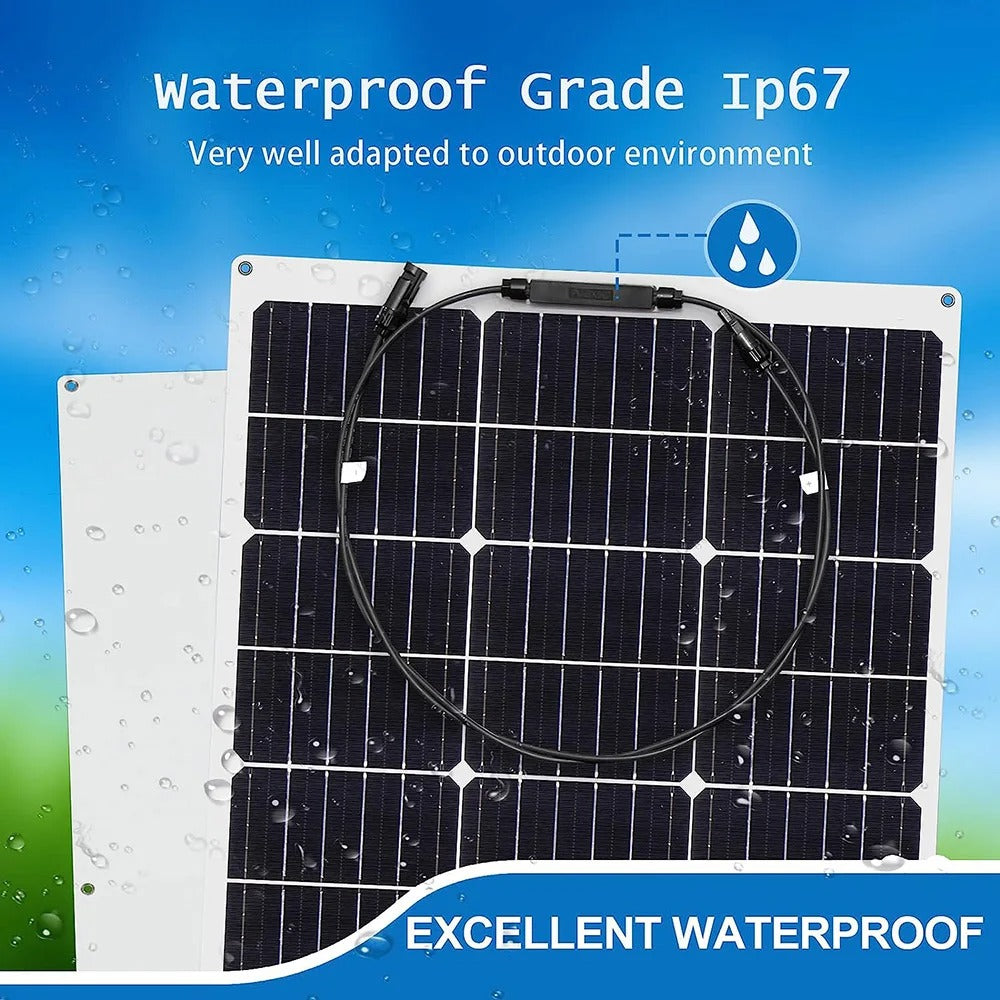 Wuzeck Flexible Solar Panel 12v/24v Starter Kit, 1-5pcs 100w Monocrystalline Solar Panel,off Grid Power For Rvs Boat Caravan by 54Grid - Renewable Energy Store