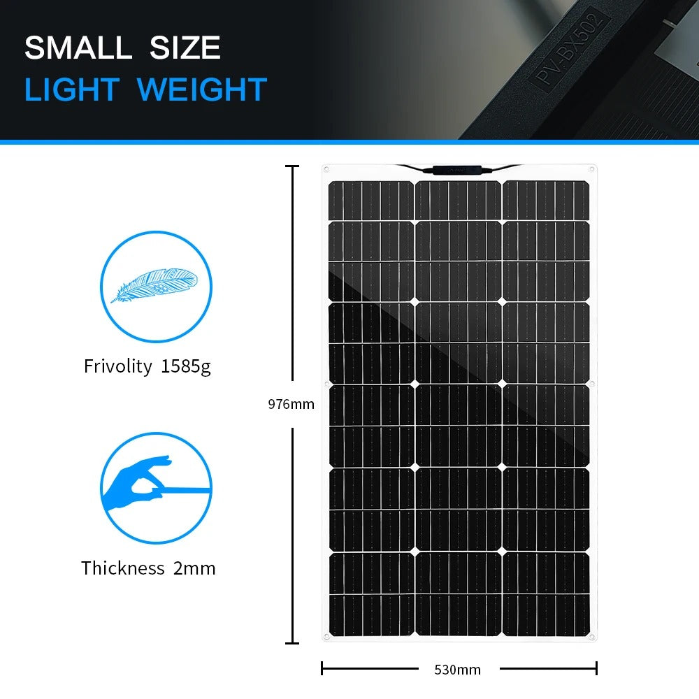 Wuzeck Flexible Solar Panel 500w 400w 300w 200w 100w Mono Solar Pate 18v Photovoltaic Module Off Grid Power For Rvs Boat Caravan by 54Grid - Renewable Energy Store