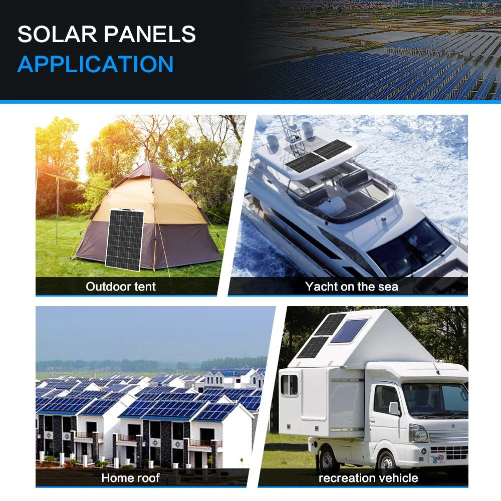 Wuzeck Flexible Solar Panel 100w Mono Solar Cell 18v Photovoltaic Module 12v Solar Battery Off Grid Power For Rvs Boat Caravan by 54Grid - Renewable Energy Store