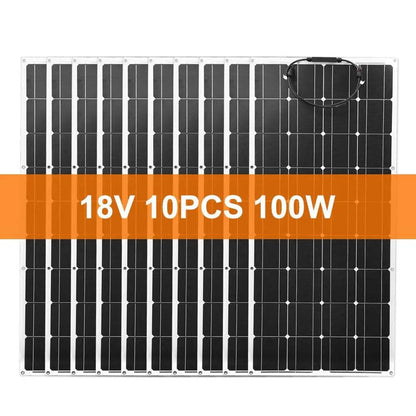 Solar Panel Flexible 100/200/300/1000 W 18V  Monocrystalline Car Battery 2PCS 18V9 - 54Grid - Renewable Energy Store